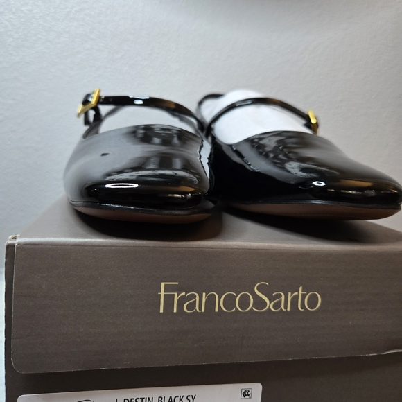 Franco Sarto Destin Elegant Black Patent Leather Slingback Shoes New In Box $135 - Picture 2 of 10